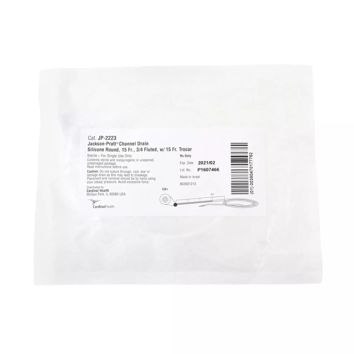 Wound Drain Tube Jackson-Pratt® Round Type With Trocar 4 Channel Type 19 Fr. Sterile - BeHope