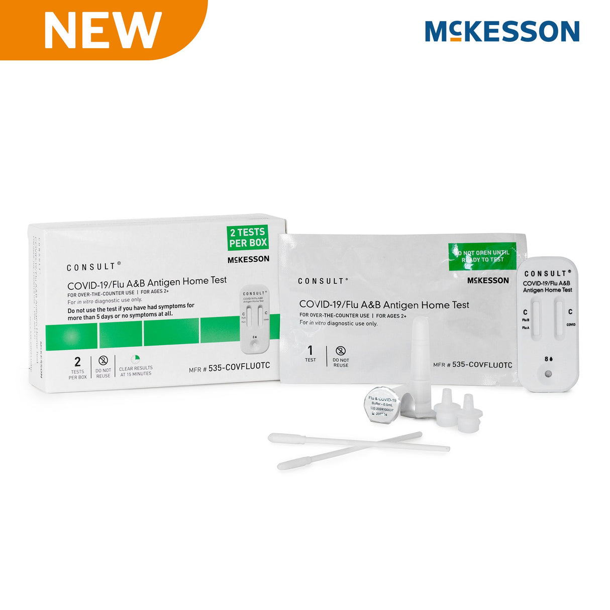 McKesson Consult® Covid-19 Flu A&B Antigen Home Test Kit OTC CLIA Waived - BeHope
