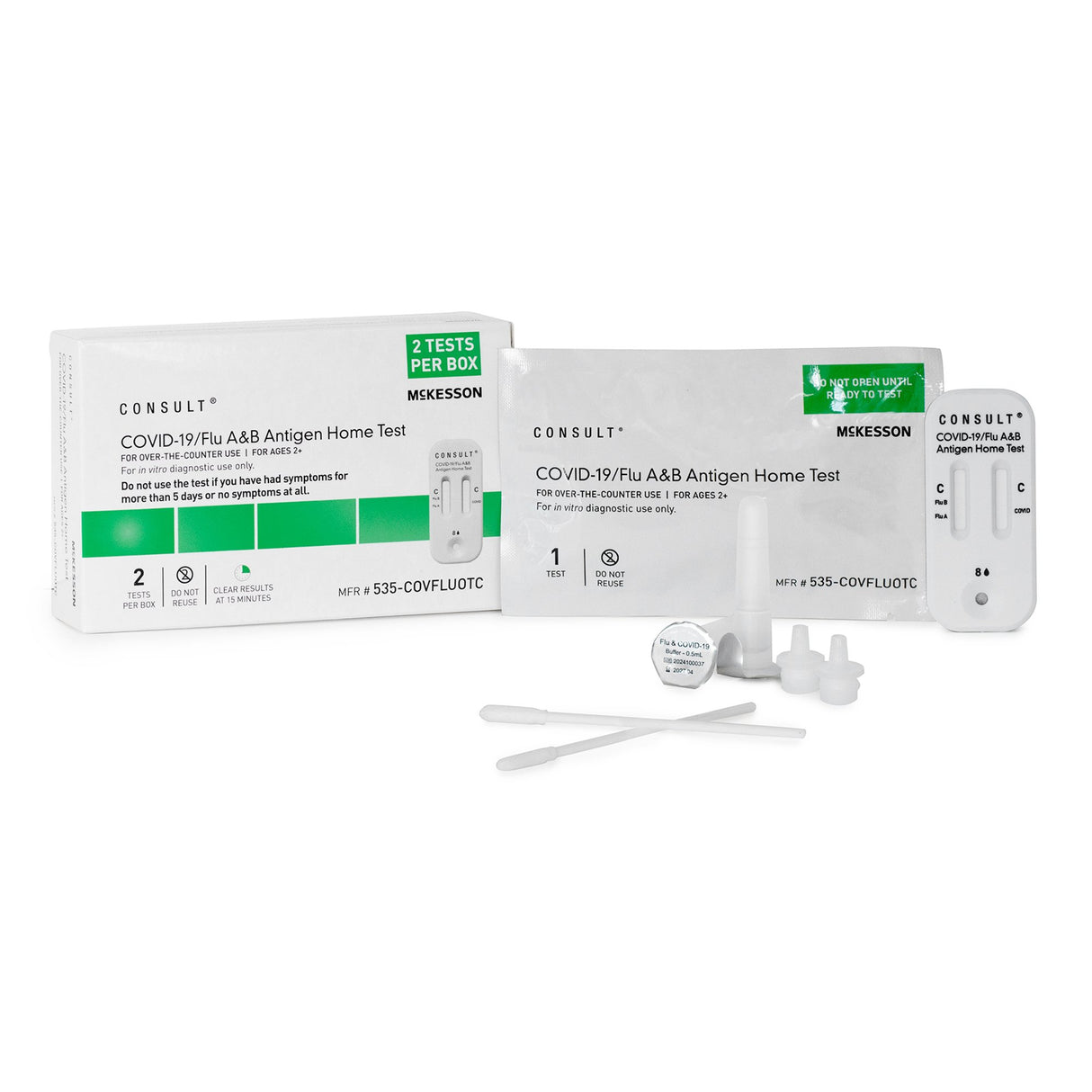 McKesson Consult® Covid-19 Flu A&B Antigen Home Test Kit OTC CLIA Waived - BeHope