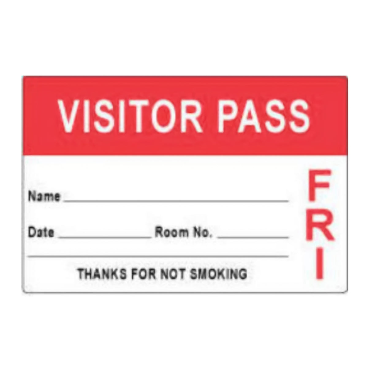 Pre-Printed Label PDC® Auxiliary Label Red Permanent Paper Visitor Pass Friday Name_Date_Room No_ Black / White Communication Label 2 X 3 Inch - BeHope