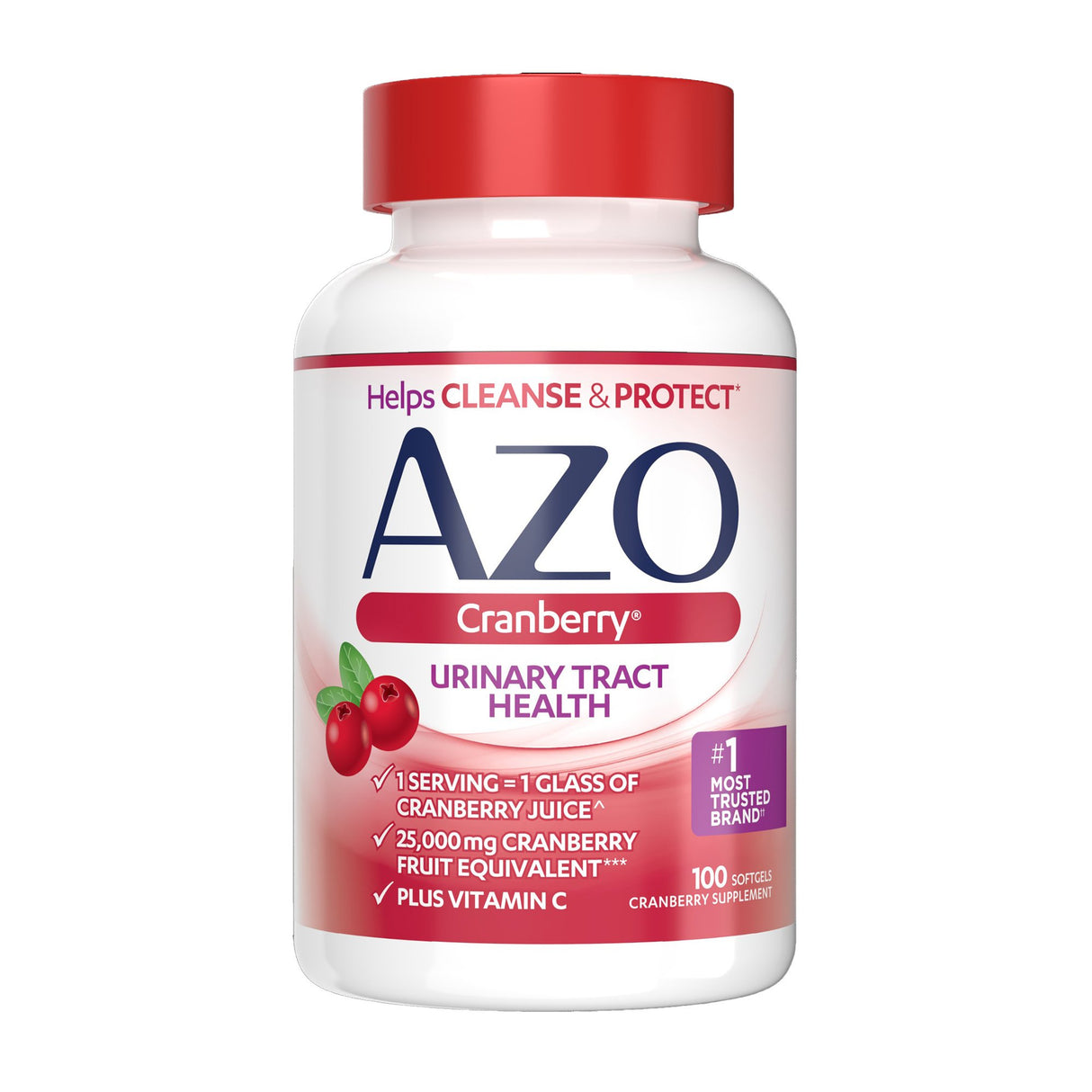 Urinary Tract Health Dietary Supplement AZO® Cranberry Vitamin C / Cranberry 120 mg - 500 mg Strength Softgel 100 per Bottle - BeHope