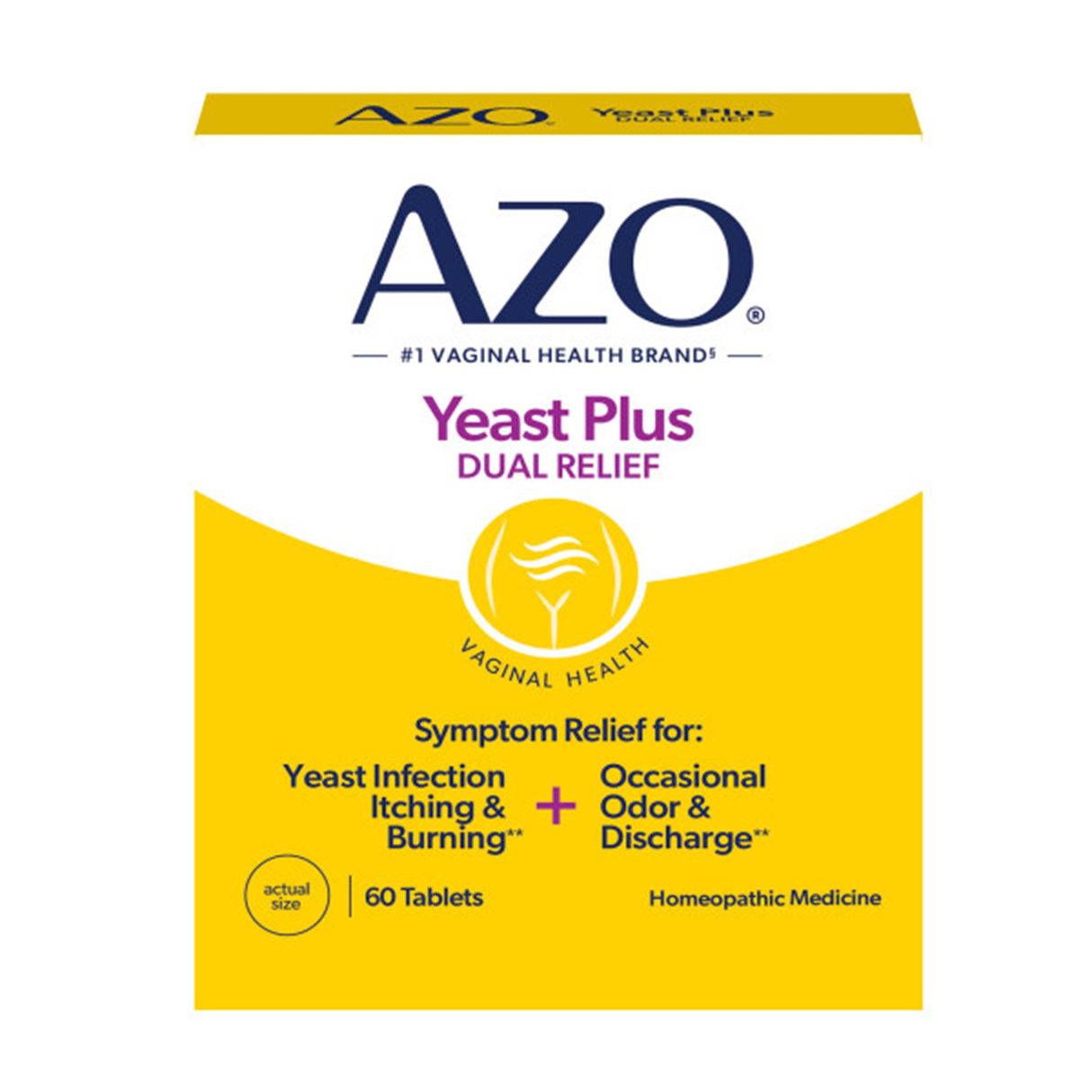 Pain Relief AZO® Yeast® Plus 30X - 30X - 12X -12X Strength Candida Albicans / Kreosotum / Natrium Muriaticum / Sulphur Tablet 60 per Box - BeHope