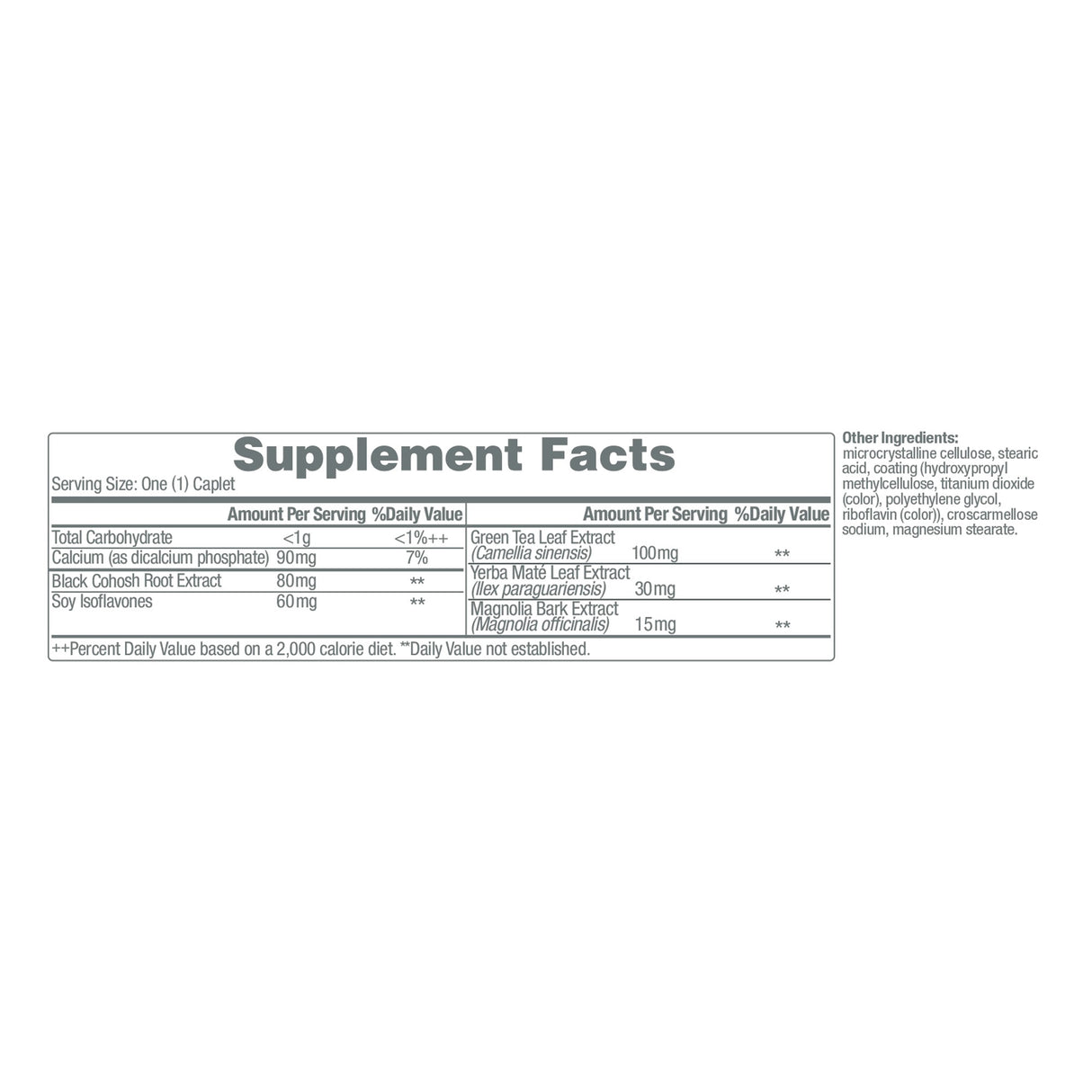 Dietary Supplement Estroven® Stress Relief & Energy Boost Calcium / Black Cohosh Root Extract / Soy Isoflavones 90 mg - 80 mg - 60 mg Strength Caplet 28 per Box - BeHope