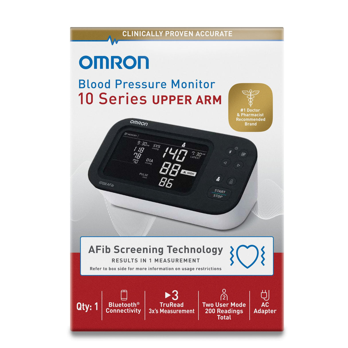 Digital Blood Pressure Monitor Omron 10 Series® Adult Cuff Nylon Cuff 9 to 17 Inch Desk Model - BeHope