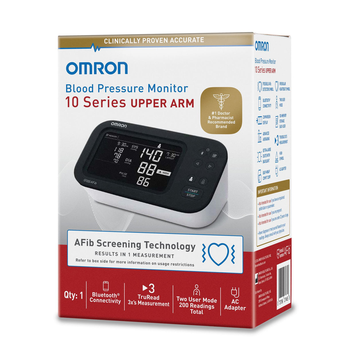 Digital Blood Pressure Monitor Omron 10 Series® Adult Cuff Nylon Cuff 9 to 17 Inch Desk Model - BeHope