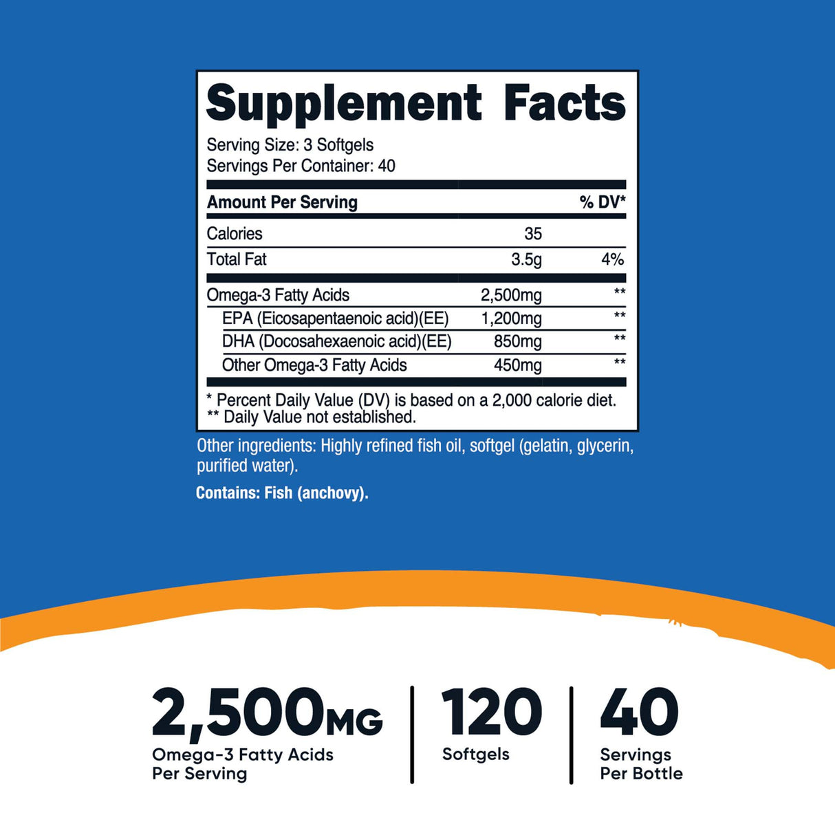 Dietary Supplement nutricost® Omega-3 2,500 mg Strength Softgel 120 Per Bottle - BeHope