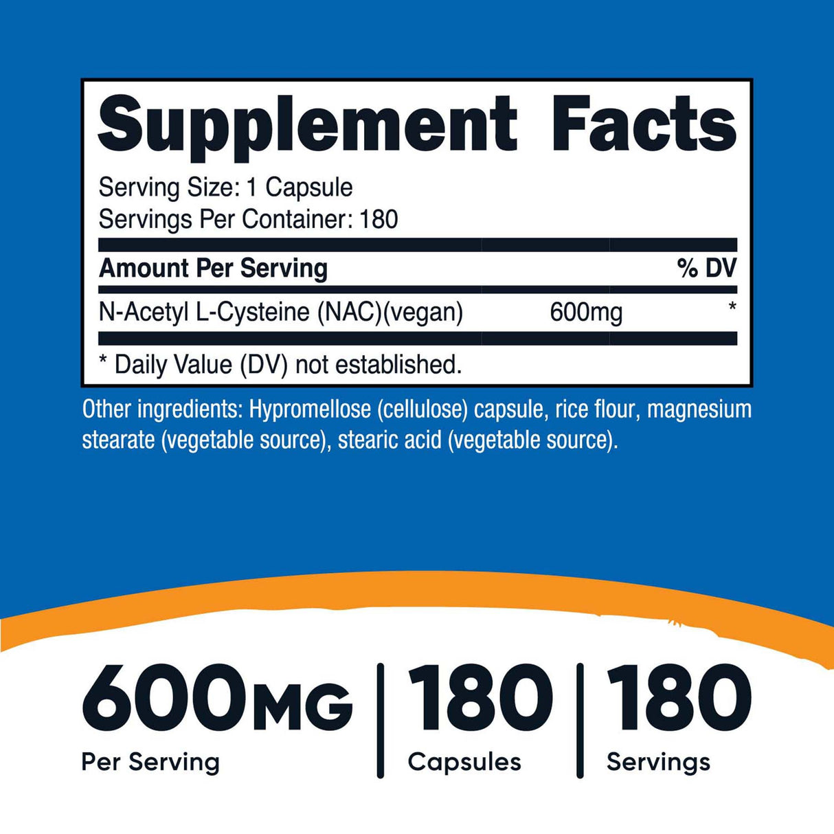 Dietary Supplement nutricost® Acetyl L-Cysteine NAC 600 mg Strength Capsule 180 Per Bottle - BeHope