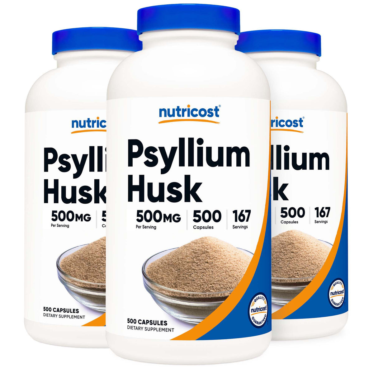 Dietary Supplement nutricost® Psyllium Husk 500 mg Strength Capsule 500 Per Bottle - BeHope