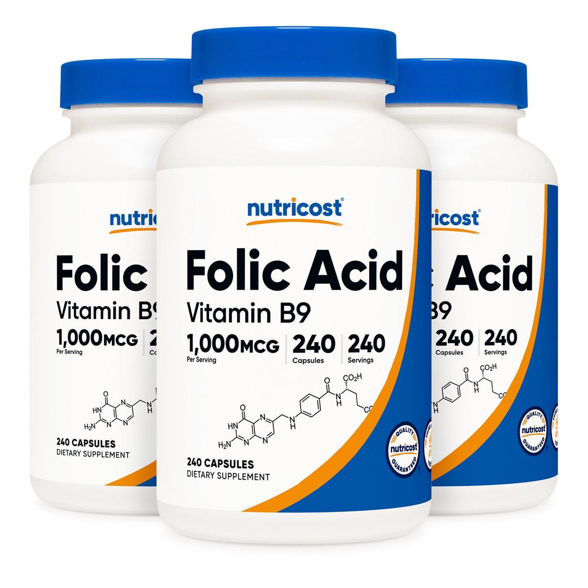 Dietary Supplement nutricost® Folic Acid (Vitamin B9) Folate 1,000 mcg Strength Capsule 240 Per Bottle - BeHope