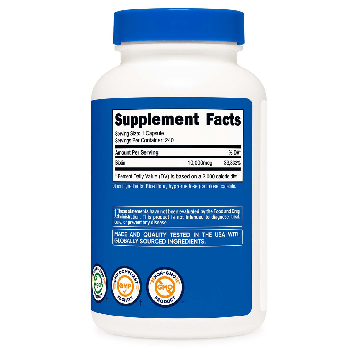 Dietary Supplement nutricost® Biotin 10 mg Strength Capsule 240 Per Bottle - BeHope