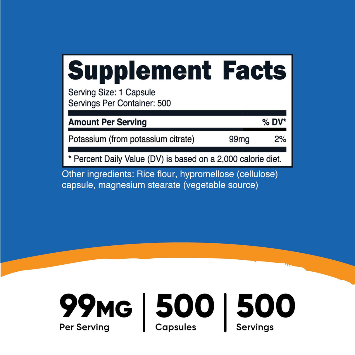 Dietary Supplement nutricost® Potassium Citrate 99 mg Strength Capsule 500 Per Bottle - BeHope