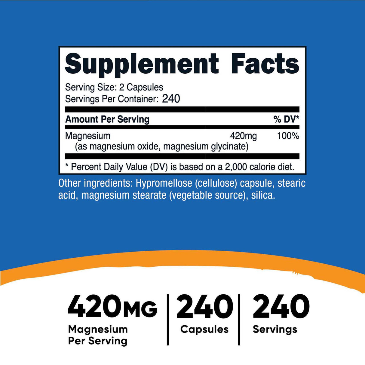 Dietary Supplement nutricost® Magnesium + XS 420 mg Strength Capsule 240 Per Bottle - BeHope