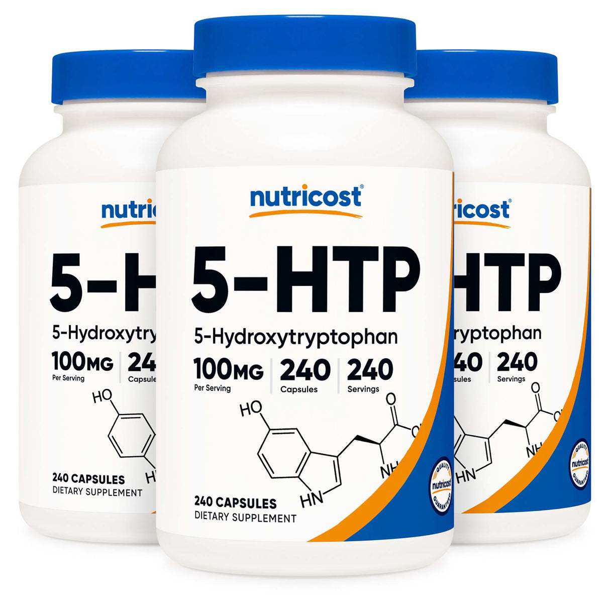 Dietary Supplement nutricost® 5-HTP 5-Hydroxytrptophan 100 mg Strength Capsule 240 Per Bottle - BeHope