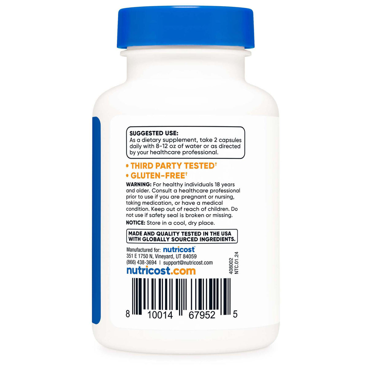 Dietary Supplement nutricost® Tongkat 1,000 mg Strength Capsule 60 Per Bottle - BeHope