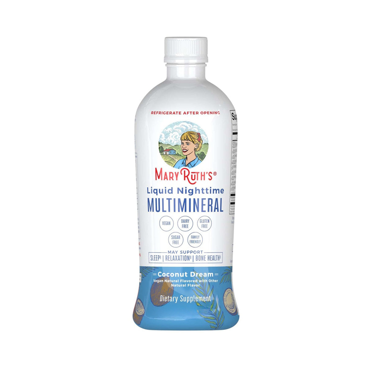 Dietary Supplement Mary Ruth's® Liquid Nighttime Multimineral Vitamin C / D / Calcium / Magnesium 1 mg - 1.7 mcg - 60 mg - 10 mg Strength Liquid 30 oz. Coconut Flavor - BeHope