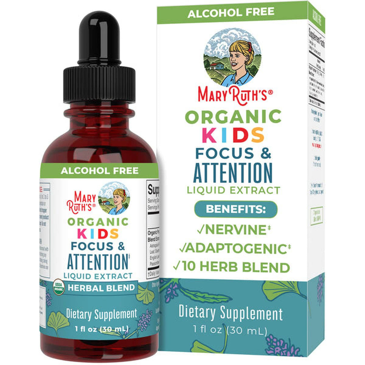 Dietary Supplement Mary Ruth's® Organic Kids Focus & Attention Organic Proprietary Blend 1,180 mg Strength Drop 1 oz. - BeHope