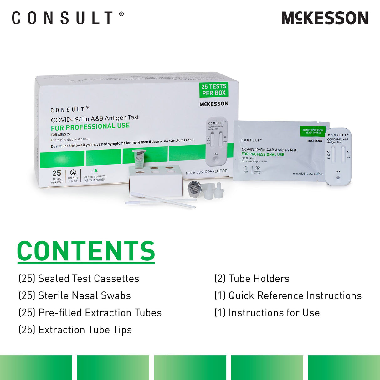 Respiratory Test Kit McKesson Consult® COVID-19 / Flu A&B Antigen Test (Professional) 25 Tests CLIA Waived - BeHope