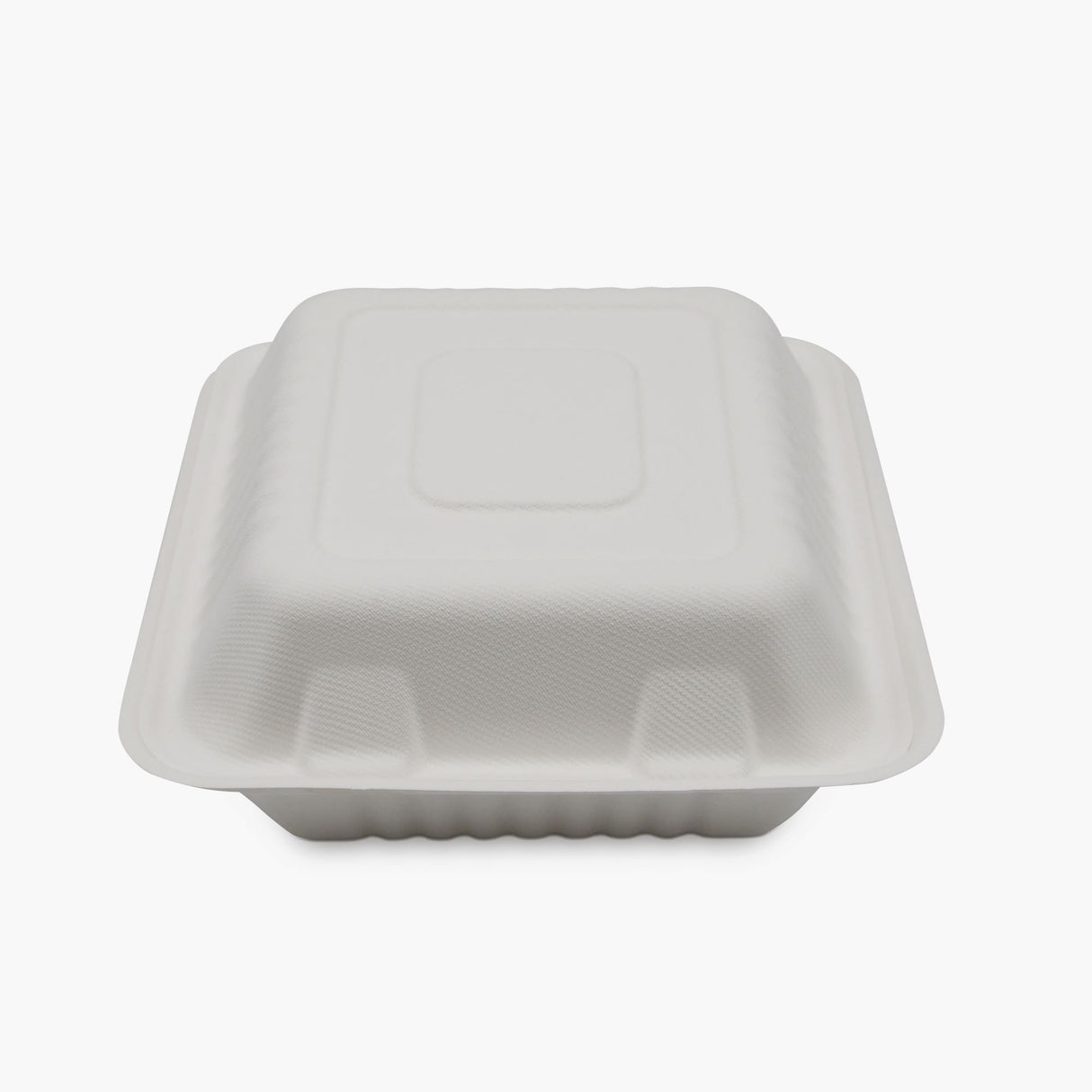 3 Compartment Clamshell Food Container Medd Max LLC 8 X 8 Inch White Compostable Bagasse - BeHope