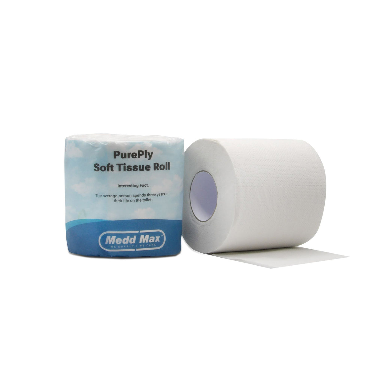 Toilet Tissue Medd Max White 2-Ply Standard Size Cored Roll 500 Sheets - BeHope