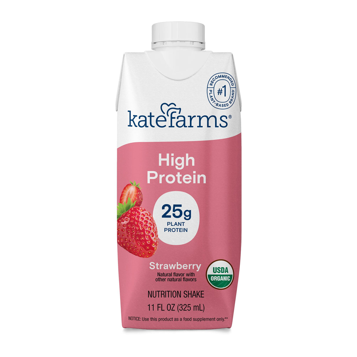 Oral Supplement Kate Farms High Protein Strawberry Flavor Liquid 11 oz. Carton - BeHope