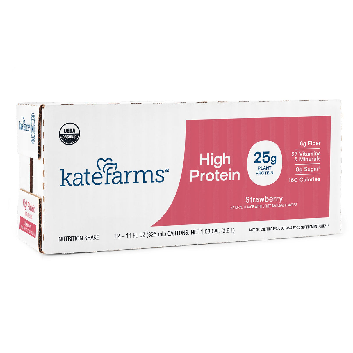 Oral Supplement Kate Farms High Protein Strawberry Flavor Liquid 11 oz. Carton - BeHope