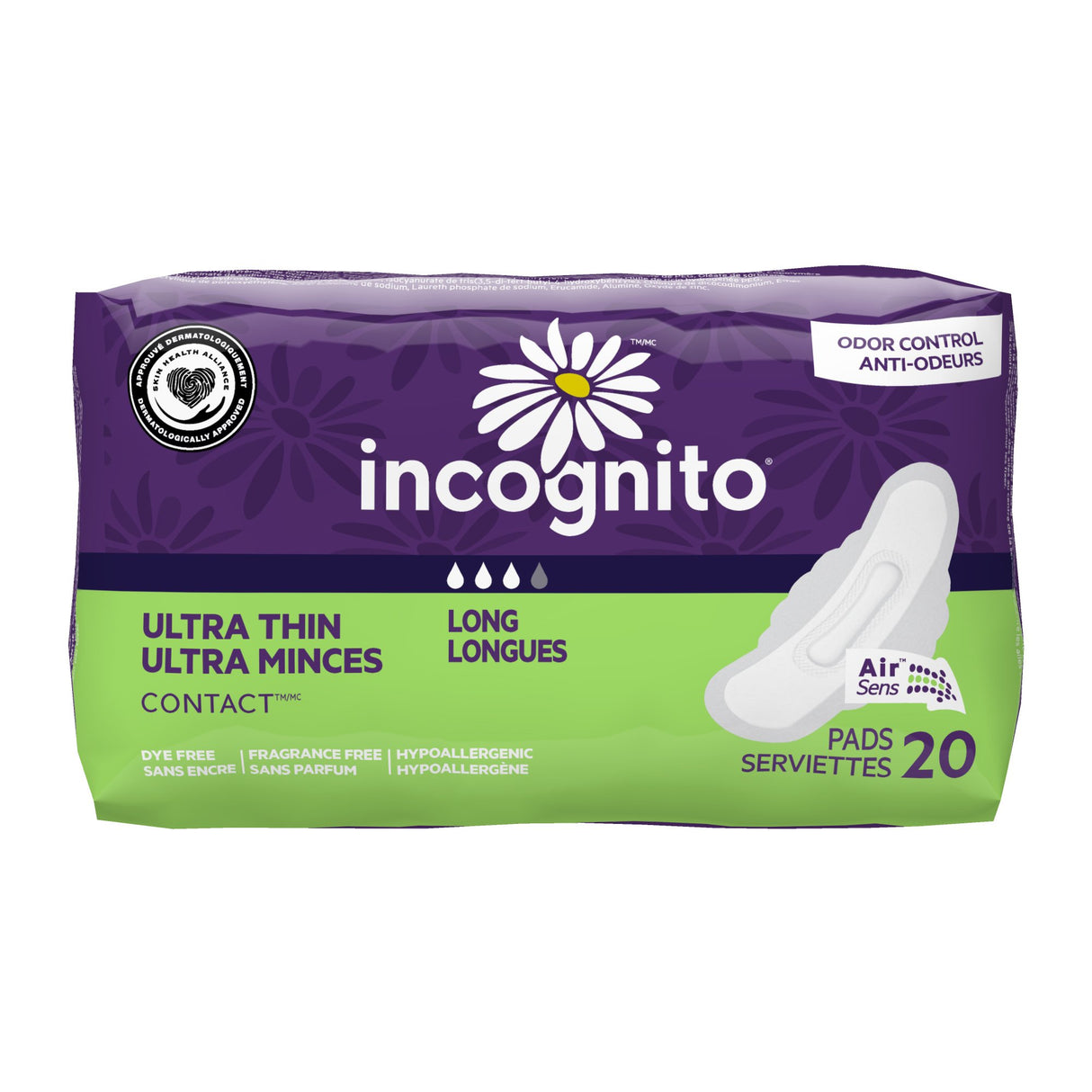 Feminine Pad Incognito® Ultra Thin Super with Winghs Heavy Absorbency - BeHope