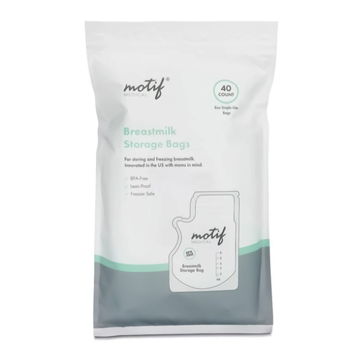 Breast Milk Storage Bag 6 oz. Plastic Gray - BeHope