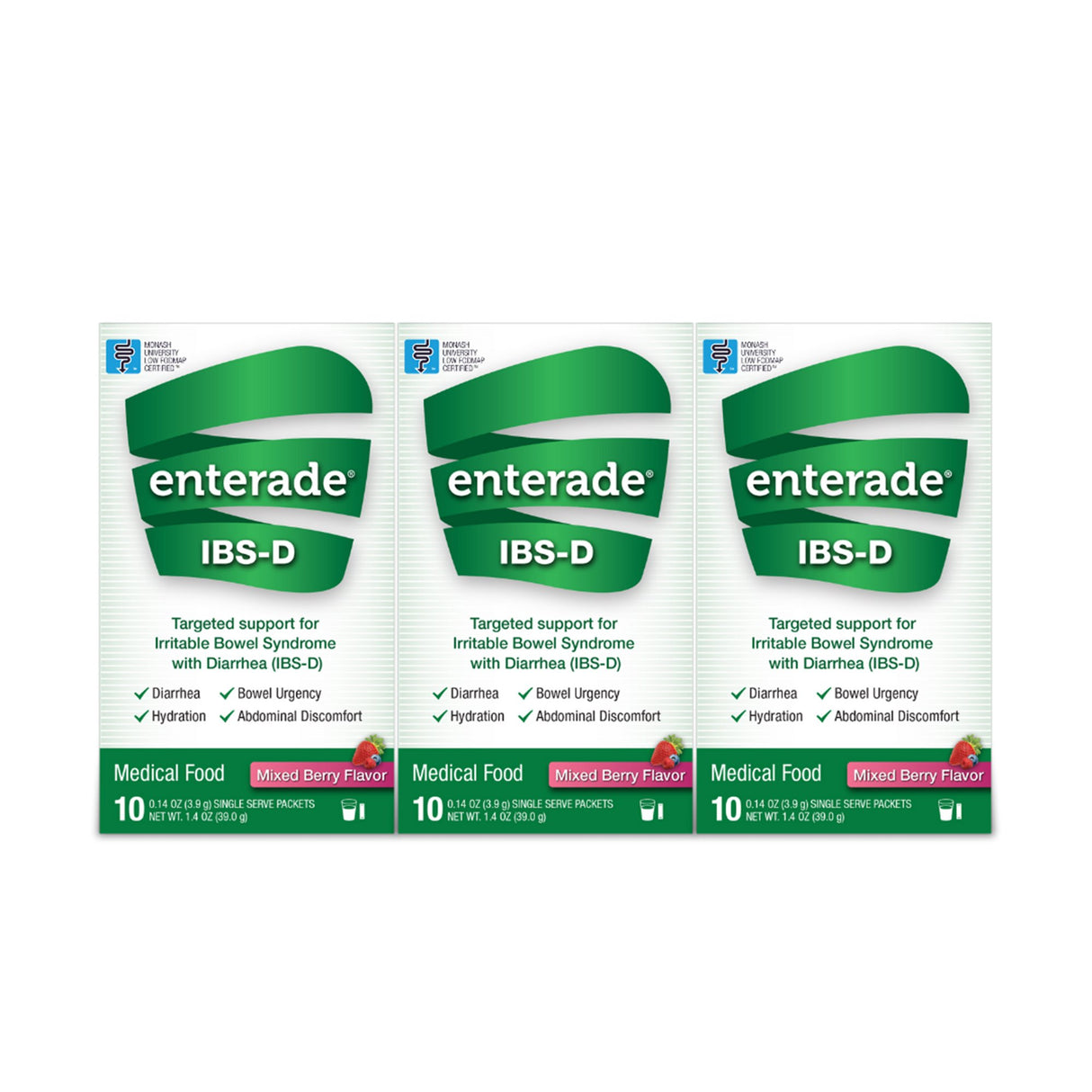 Oral Supplement enterade® IBS-D Mixed Berry Flavor Powder 0.14 oz. Individual Packet - BeHope