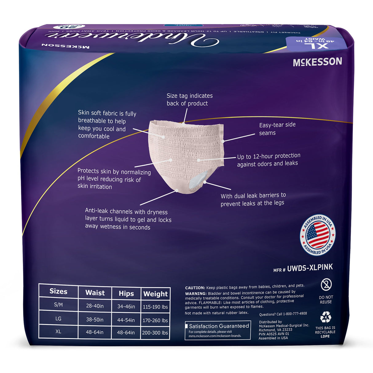 Absorbent Underwear McKesson Premium Discreet Pull On with Tear Away Seams Adult X-Large Female Disposable Heavy Absorbency - BeHope