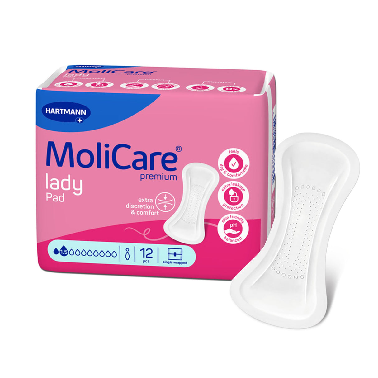 Bladder Control Pad MoliCare® premium lady 4 X 8-3/5 Inch Light Absorbency Polymer Core One Size Fits Most - BeHope