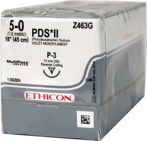 Absorbable Suture with Needle PDS™ II Polydioxanone P-3 3/8 Circle Precision Reverse Cutting Needle Size 5-0 Monofilament - BeHope