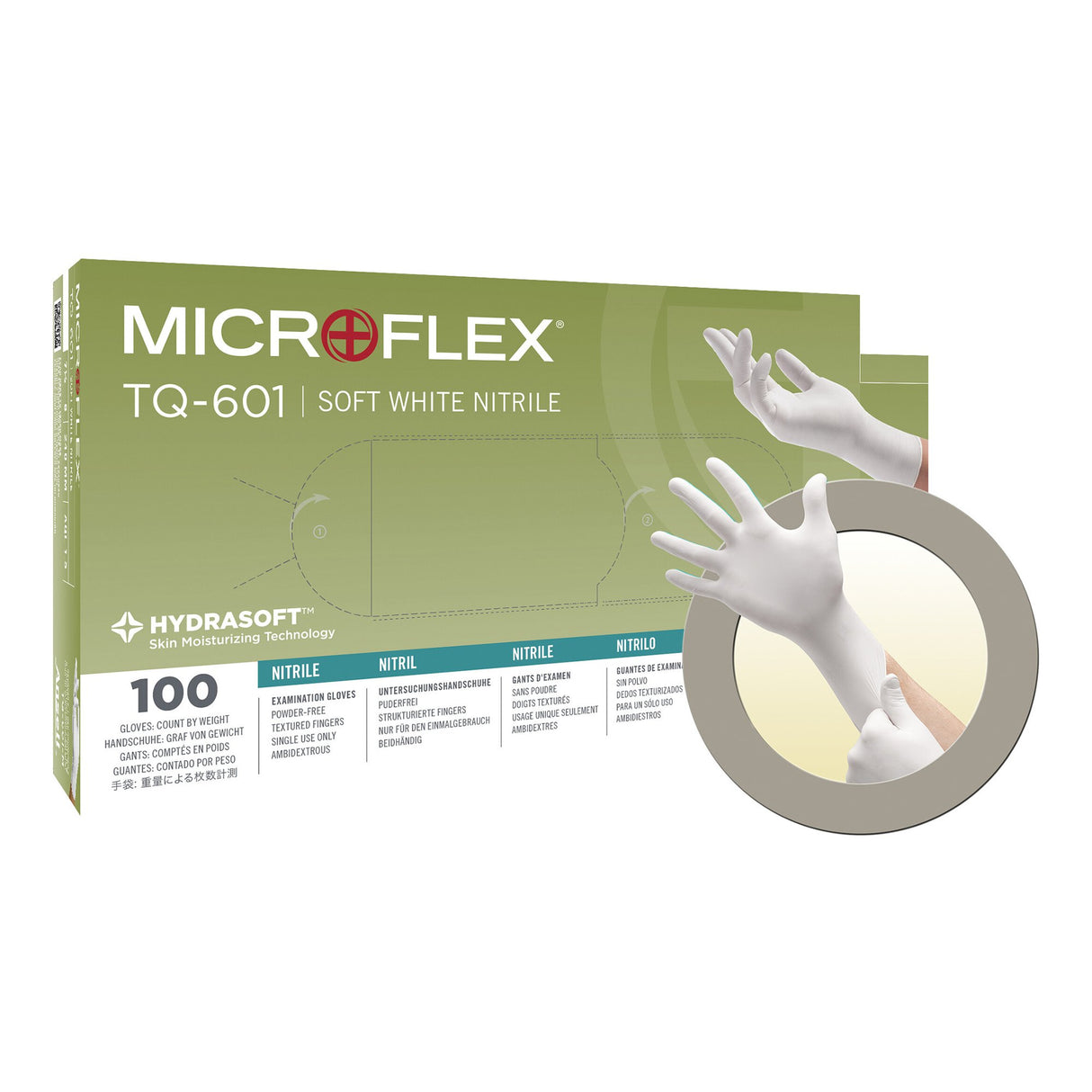 Exam Glove Soft White Nitrile* Small NonSterile Nitrile Standard Cuff Length Textured Fingertips White Not Rated - BeHope