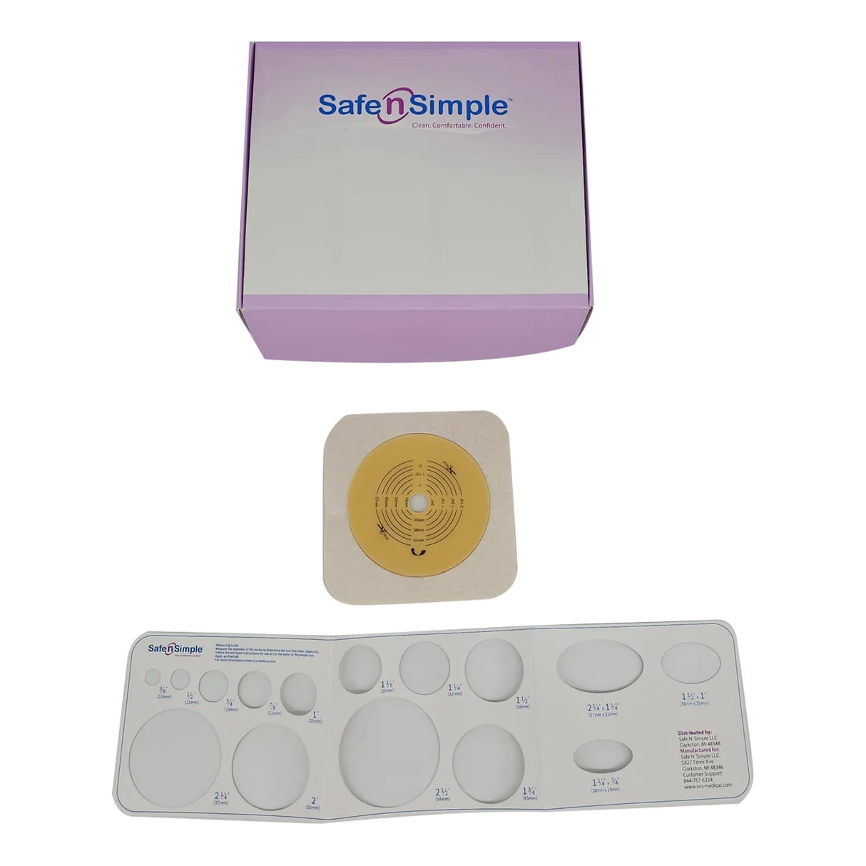 Ostomy Barrier Safe n Simple™ Trim to Fit, Standard Wear Flexible Tape 70 mm Flange Up to 2-1/4 Inch Opening 5 X 5 Inch - BeHope