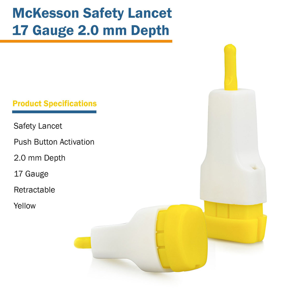 Safety Lancet McKesson 1.5 mm Blade Retractable Push Button Activation Finger - BeHope