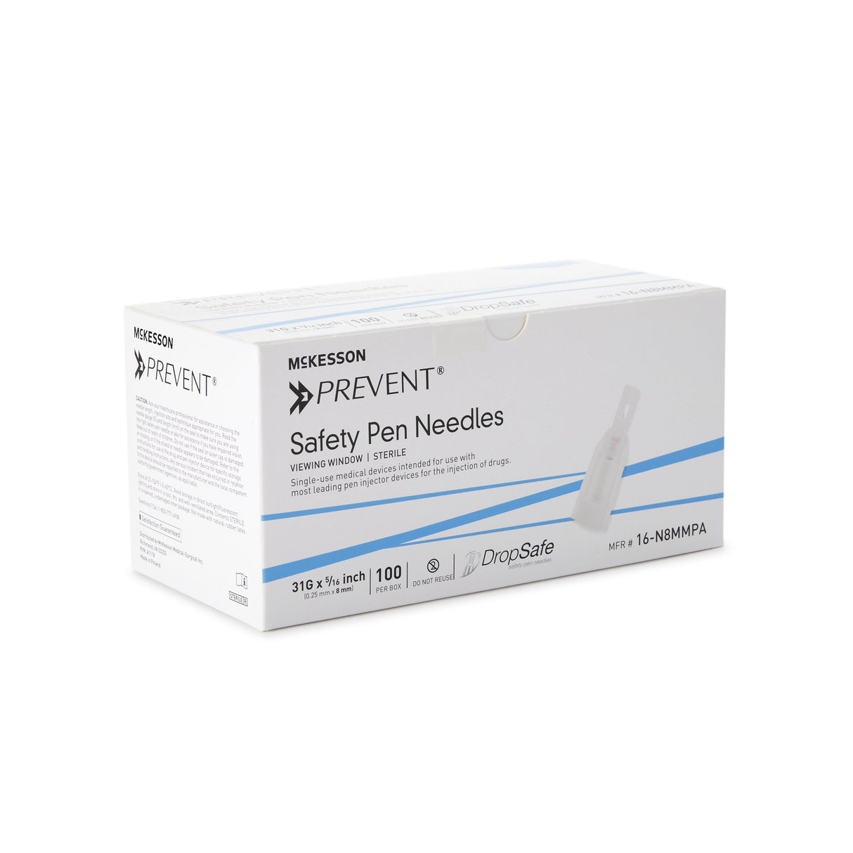 Safety Insulin Pen Needle McKesson Prevent® 31 Gauge 8 mm Length Automatic Safety Without Back-End Shield - BeHope