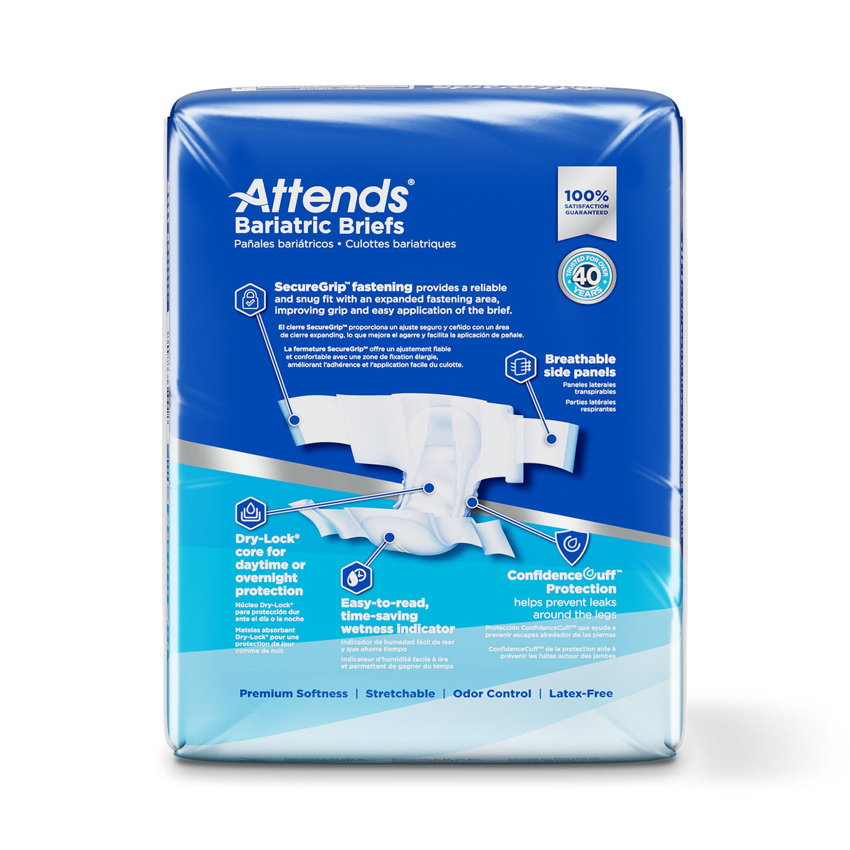 Unisex Adult Incontinence Brief Attends® Bariatric 3X-Large Disposable Heavy Absorbency - BeHope