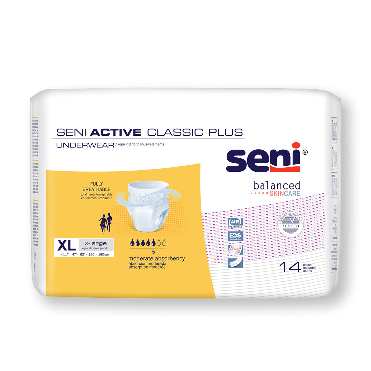 Unisex Adult Absorbent Underwear Seni® Active Classic Plus Pull On with Tear Away Seams X-Large Disposable Moderate Absorbency - BeHope