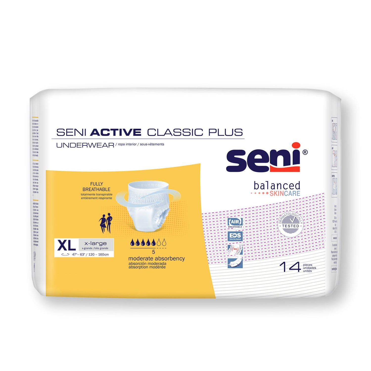Unisex Adult Absorbent Underwear Seni® Active Classic Plus Pull On with Tear Away Seams X-Large Disposable Moderate Absorbency - BeHope
