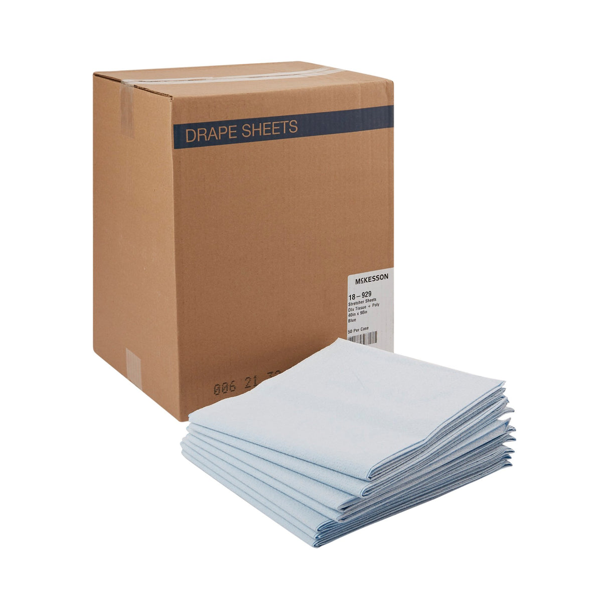 Stretcher Sheet McKesson Flat 40 W X 90 L Inch Blue 50% Cellulose Tissue / 50% Polyethylene Film Disposable - BeHope