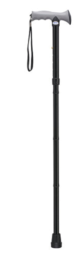 Folding Cane Alum W/gel Grip Black - BeHope