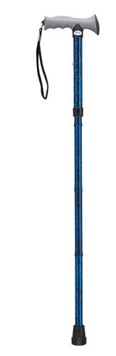 Folding Cane Alum W/gel Grip Blue Crackle - BeHope