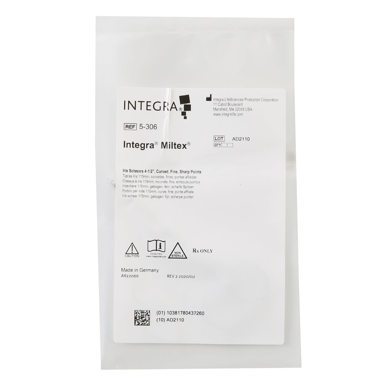 Iris Scissors Miltex® 4-1/2 Inch Length OR / Surgical Grade German Stainless Steel NonSterile Finger Ring Handle Curved Sharp Tip / Sharp Tip - BeHope