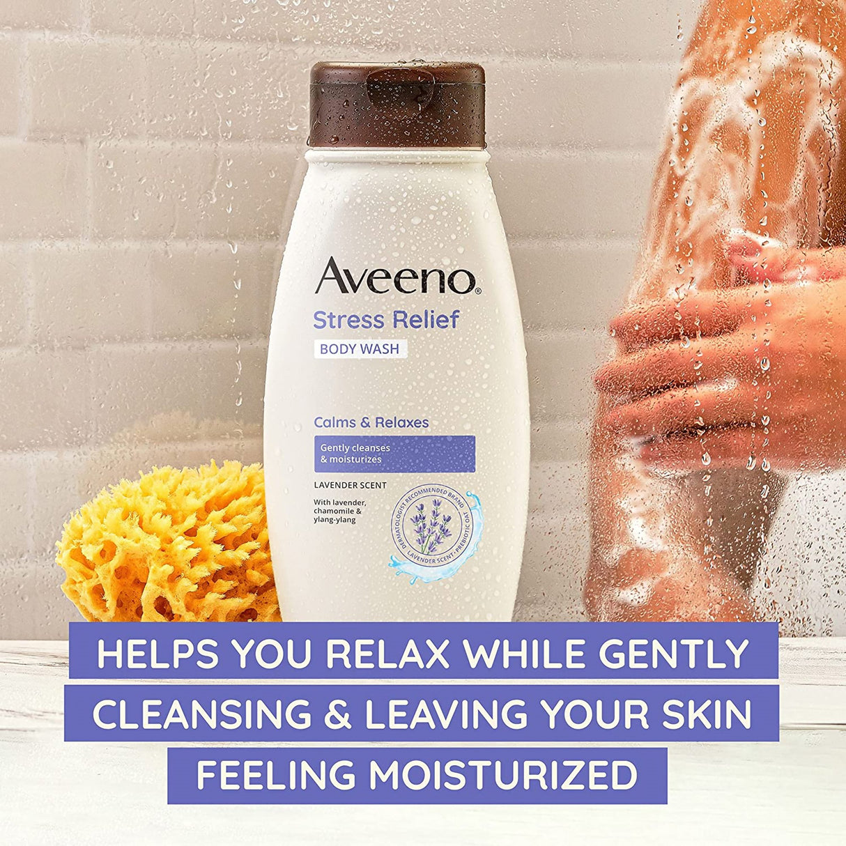 Body Wash Aveeno® Stress Free Liquid 18 oz. Bottle Lavender Scent - BeHope