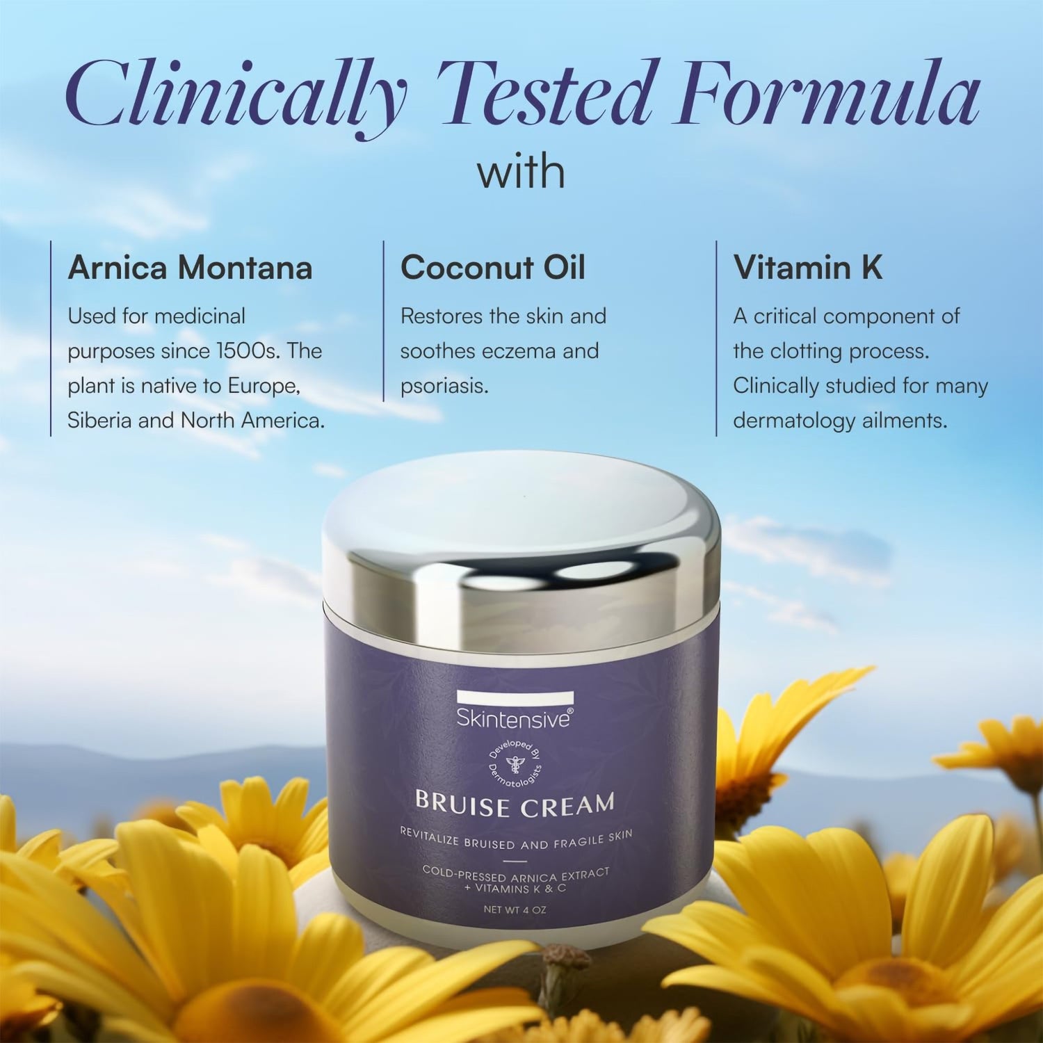 Hand and Body Moisturizer Skintensive® Bruise Cream 4 oz. Jar Unscented Cream - BeHope