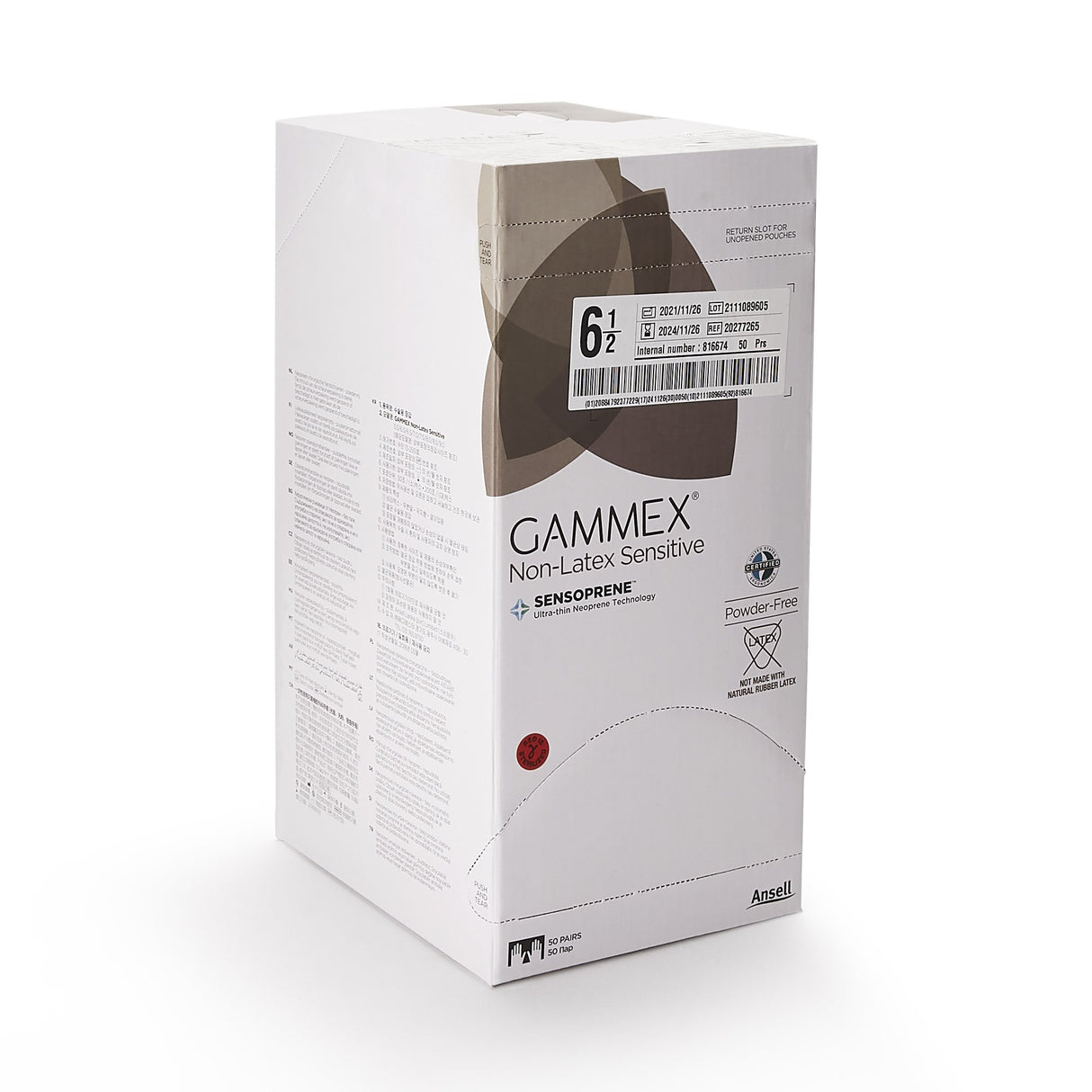 Surgical Glove GAMMEX® Non-Latex Sensitive Size 6.5 Sterile Polychloroprene Standard Cuff Length Micro-Textured Cream Chemo Tested - BeHope