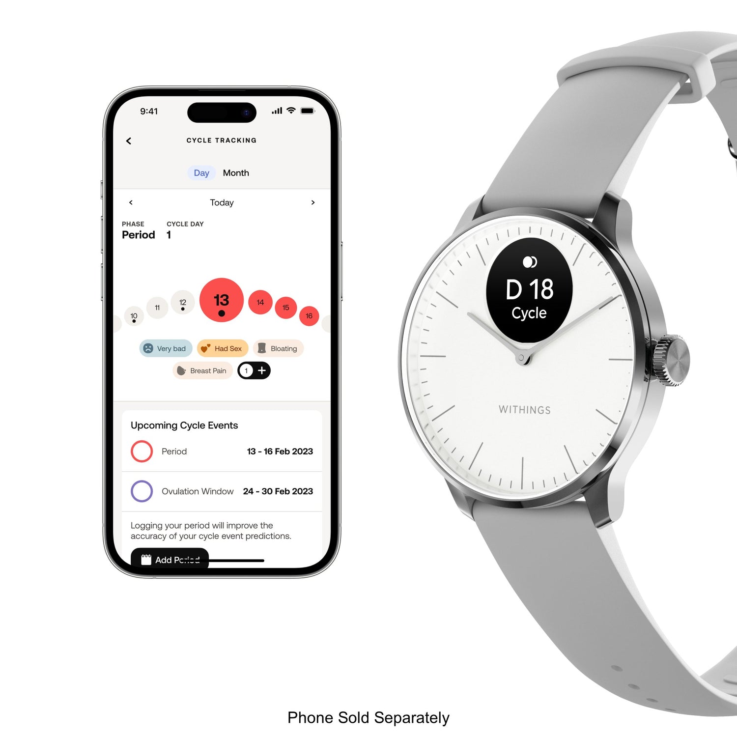 Smartwatch ScanWatch Light 37mm Withings 24 Hours Grayscale OLED Display - BeHope