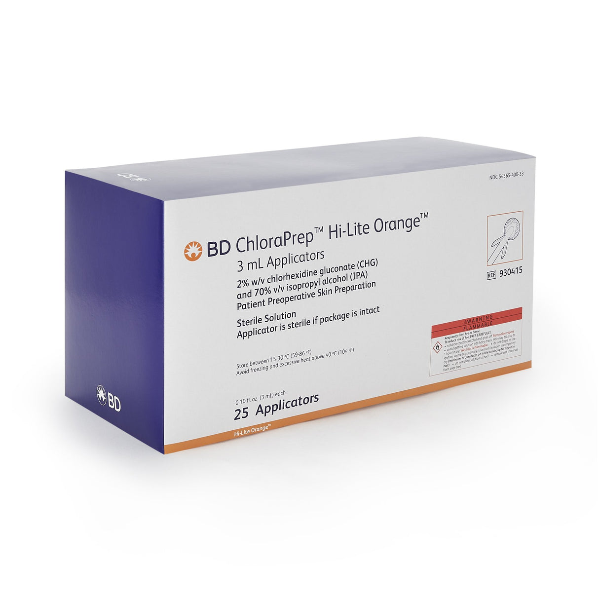 Skin Prep Solution ChloraPrep™ Hi-Lite Orange™ 3 mL Foam Applicator 2% / 70% Strength CHG (Chlorhexidine Gluconate) / Isopropyl Alcohol Sterile - BeHope