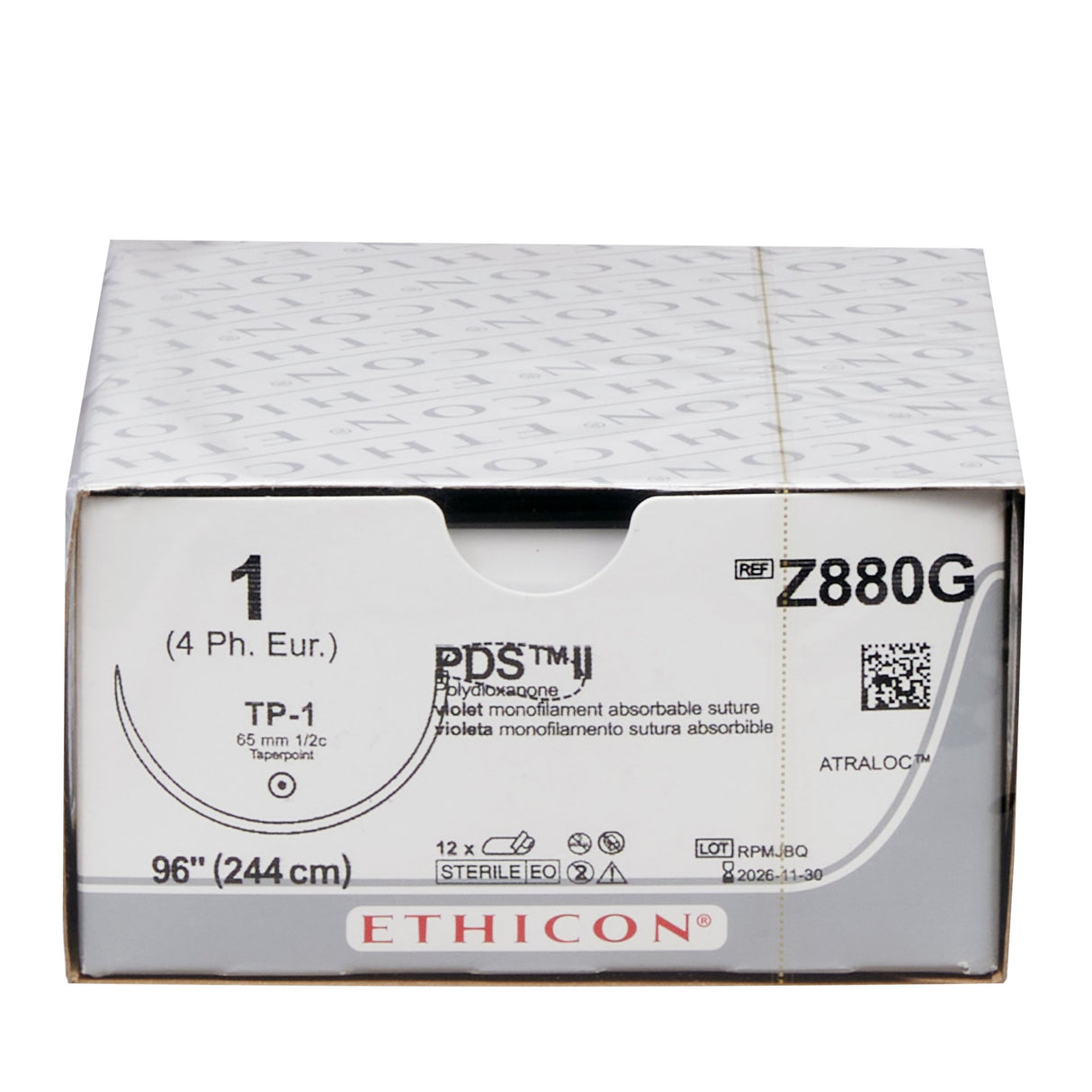 Absorbable Suture with Needle PDS™ II Polydioxanone TP-1 1/2 Circle Taper Point Needle Size 1 Monofilament - BeHope