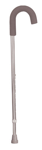 Cane Adj. Round Handle Silver W/foam Comfort Grip - BeHope