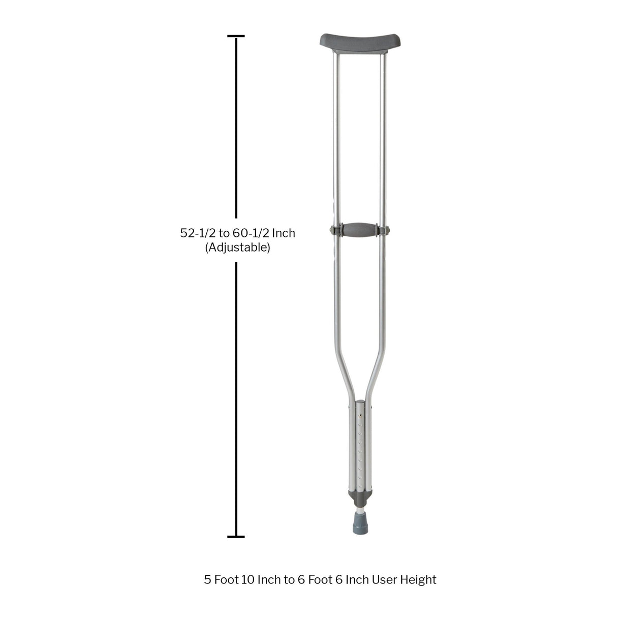 Underarm Crutches McKesson Tall Adult 5 Foot 10 Inch to 6 Foot 6 Inch User Height Aluminum Frame 350 lbs. Weight Capacity - BeHope